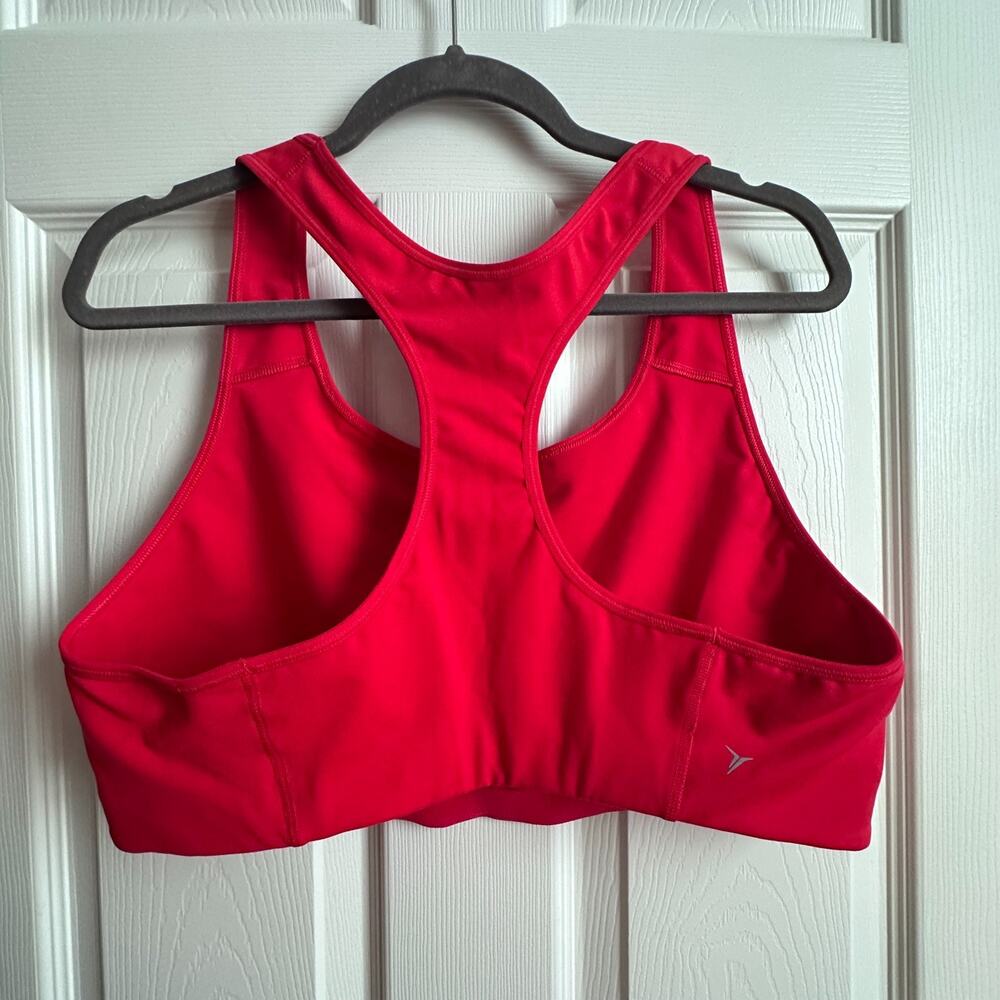 Old Navy Active Go Dry Racerback Sports Bra Red w Double White Stripes XXL - Picture 2 of 5